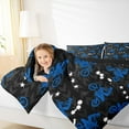 thumbnail image 4 of Feelyou Teens Blue Dirt Bike Queen Comforter Set, Motorcycle Extreme Sport Bedding Sets, Graffiti Watercolor Reversible Bedding Comforter Set, Ultra Soft Home Decor, 3-Piece, 4 of 8