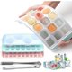 thumbnail image 1 of Silicone Ice Cube Mold with Lid, 3-Pack Stackable Ice Cube Trays with Tongs, 1 of 5