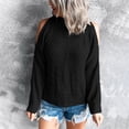 thumbnail image 2 of Vedolay Women's Fall Tops Women's V Neck Sweater Lantern Sleeve Oversized Henley Knit Pullover Tops,Black M, 2 of 5