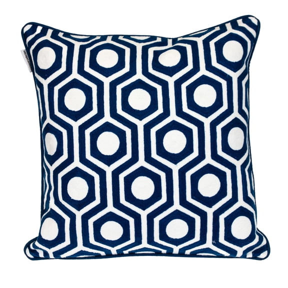Parkland Collection Transitional Geometric Blue Square 20" X 20" Pillow