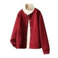 thumbnail image 4 of SuDongPo Warm Coat for Women Solid Color Long Sleeve Half Zipper Button Pocket Baseball Jackets Plus Size Loose Casual Outerwear Fall Winter Fashion Ladies Soft Jackets, 4 of 4