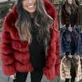 thumbnail image 2 of Women Faux Mink Winter Hooded New Faux Jacket Warm Thick Outerwear with Fox Fur Trim, in Khaki, Size M, 2 of 4