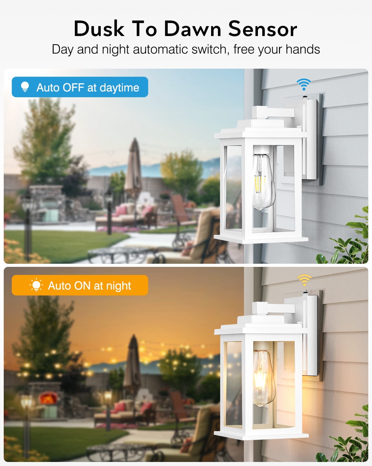 VIANIS White Outdoor Wall Lights, 2 Pack Dusk to Dawn Exterior Lighting Fixtures, Modern Outside Lights for hHouse,Porch, Garage, Doorway Waterproof, Weather Resistant