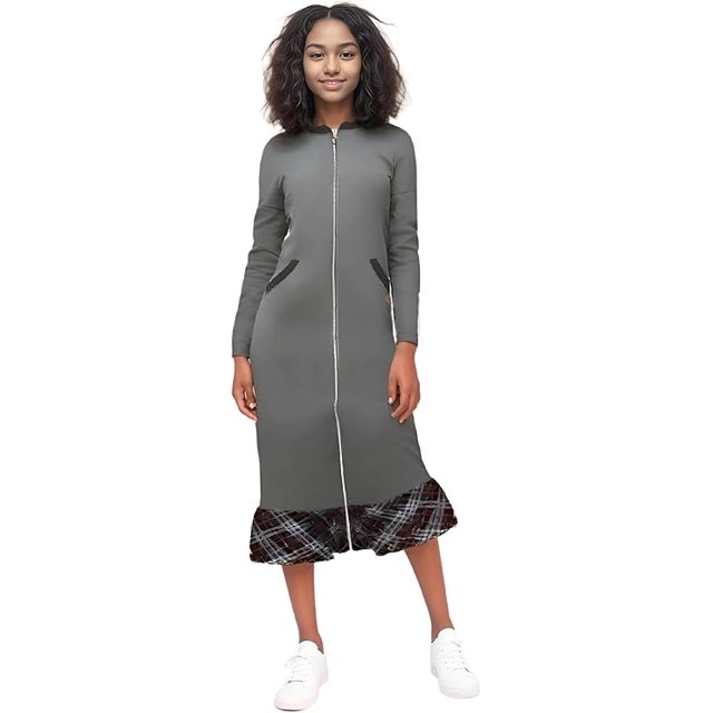 SANAE DESIGN Robe Chandail en Molleton Adaptative avec Manches Dolman et Fermeture Éclair avant Complète