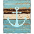 thumbnail image 2 of Nautical Anchor Blanket Rustic Wood Anchor Print Gifts for Women Kids Boys Men Home Bedroom Living Room Decor Soft Cozy Lightweight Throw Blankets Blue 50"x60", 2 of 5