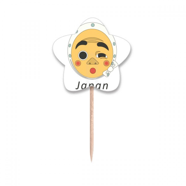Gracioso máscara tradicional japonesa Selección de pastelitos Star lable Flag en palillos de dientes