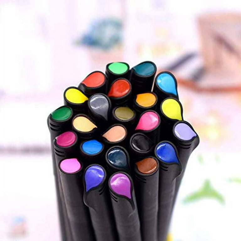 TureClos Colored Pens Journal Planner Pen Plastic Porous Needle Fineliner  School Office Supplies 1 Set DIY Accessories for Notebook Diary 24  color,PVC,double 