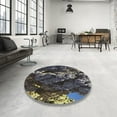 thumbnail image 3 of Ahgly Company Indoor Round Patterned Mid Gray Novelty Area Rugs, 4' Round, 3 of 6