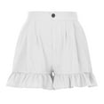 thumbnail image 3 of Vedolay Womens High Waisted Shorts Women's Leather High Waist Drawstring Side Ruched Shorts,White M, 3 of 4