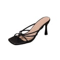 thumbnail image 2 of PiGOGI Women's Knot Detail Mules Open Toe Low Heel Non-Slip Comfortable Slide Sandals Summer Black 5.5, 2 of 9