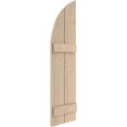 thumbnail image 3 of Ekena Millwork 11"W x 86"H (75" Low Side) Timberthane Sandblasted Two Board Joined Board-n-Batten w/Quarter Round Arch Top Faux Wood Shutters (Per Pair), Primed Tan, 3 of 6