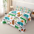 thumbnail image 3 of Manfei Kawaii Bear Twin Quilt Set 2 Pieces,Adventure RV Accessories Twin Coverlet Set,White Teal,1 Bedspread and 1 Pillowcase, 3 of 7