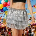 thumbnail image 2 of QSAWXQZ Carnival Tassel Skirt for Women Loose Color Block Sequins Mini Skirt Silver-2 L, 2 of 7