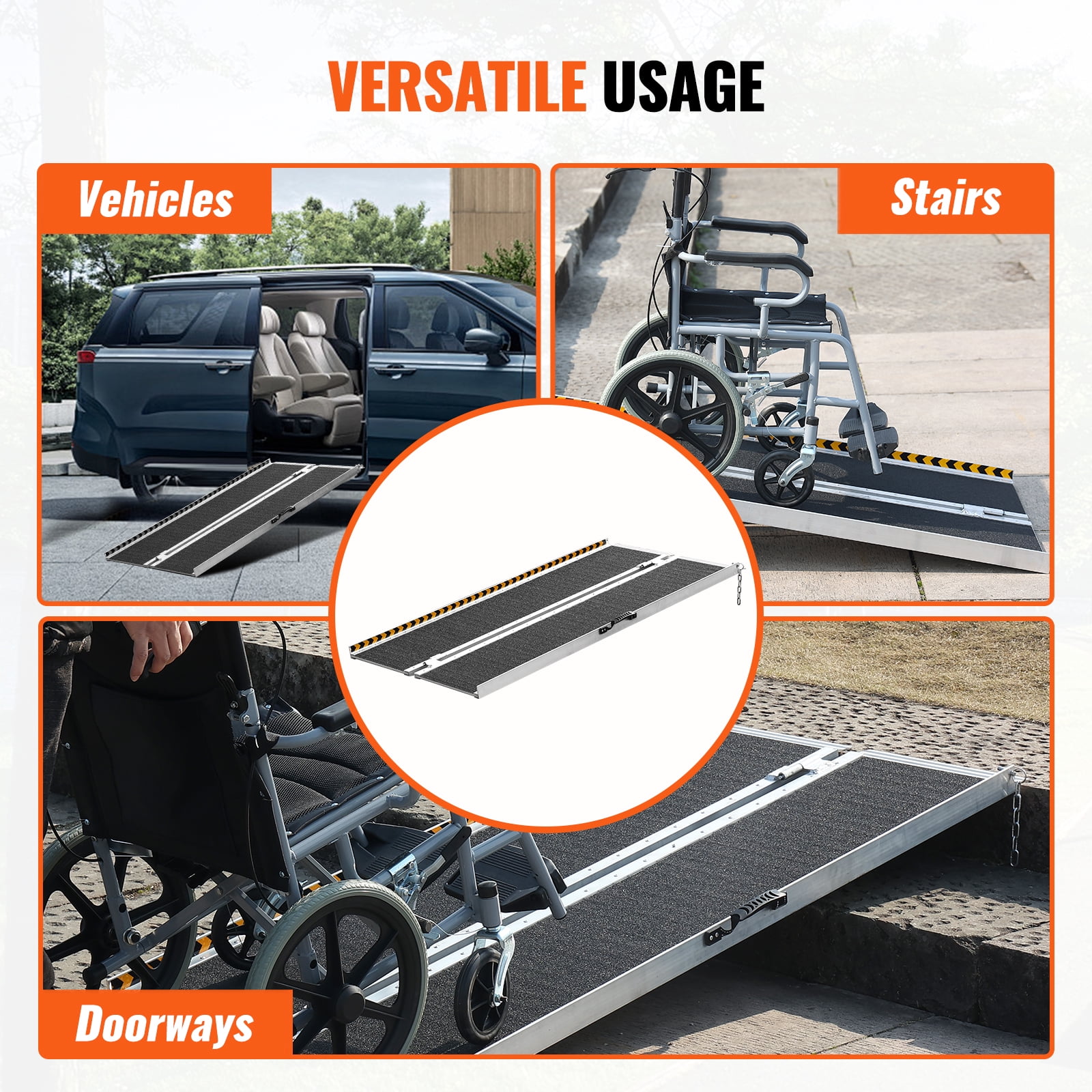 KFFKFF Folding Wheelchair Ramp Portable Aluminum Threshold Ramp 4 ft 800 lbs