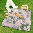 thumbnail image 6 of Pink Background Delicate Blossom Pattern Picnic Blanket Waterproof Outdoor Beach Blanket Hand-held Pad Suitable for Travel, Camping, Beach, Family Gatherings, 6 of 7