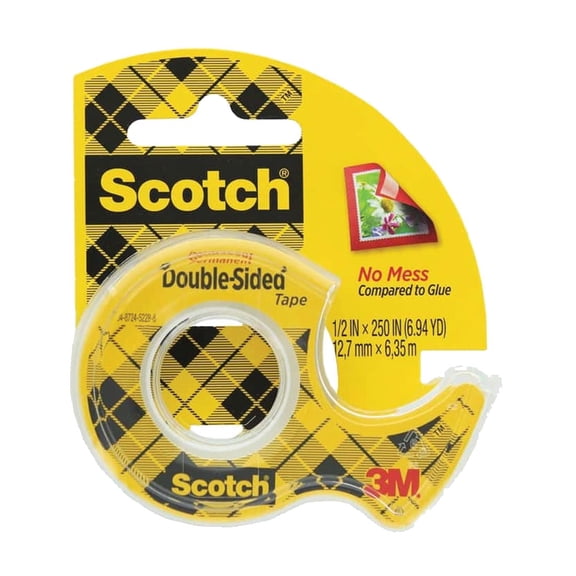 3M Scotch Double-Sided Tape, 1/2 in x 250 in