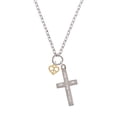 thumbnail image 2 of Delight Jewelry Goldtone Mini Heart Peace Sign I Set You Apart Engraved Cross Zoey Necklace, 28", 2 of 4