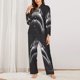 thumbnail image 2 of Balery Black And White Shark Conjunto de Pijama con Estampado para Mujer, Conjunto de Dos Piezas con Manga Larga, Ropa de Dormir Suave con Bolsillos, Pijamas Cómodos-XX-Large, 2 of 7
