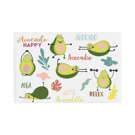 

Table Placemats Set of 6 - Happy Avocado 12x18 In Faux Linen Double Heat Resistant Place Mats Cloth Indoor/Outdoor Placemats Washable Table Mats for Dining Kitchen Party