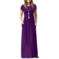 thumbnail image 1 of U.Vomade Femmes Manches Courtes Col Rond Poche Décontractée Longue Dress, 1 of 4