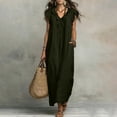 thumbnail image 7 of Nmnitkp Women's Ruffle V Neck Maxi Dress, Flutter Sleeveless Loose Linen Blend Dress with Pockets, Casual Summer Dress for Beach Vacation & Daily Wear Green,XXL, 7 of 7