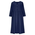 thumbnail image 6 of Taqqpue Women Maxi Dress Crewneck A Line Sundress Loose Fit Cotton Long Sleeve T Shirt Dress Casual Beach Vacation Plus Size Dress for Women, 6 of 10