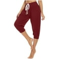 thumbnail image 6 of AINIYS Mid Rise Multi Pocket Cargo Capris Pants for Women Outdoor Hiking Casual Wine S, 6 of 6