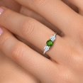 thumbnail image 4 of Gem Stone King 14K White Gold Green Chrome Diopside & White Zirconia 3-Stone Engagement Ring | 1.00 Cttw | Round 5MM and 4MM | Three Stone Wedding Anniversary Promise Ring for Women (Size 5), 4 of 6
