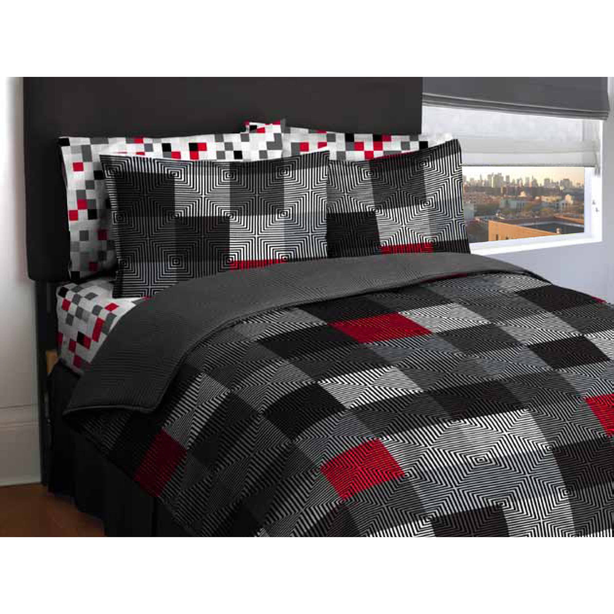 Full Size Minecraft Style Bedding Set Geo Block Bed Sheets ...