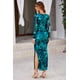 thumbnail image 2 of Vestido PRETTYGARDEN Maxi Ajustado Floral Azul con Fruncido, 2 of 8
