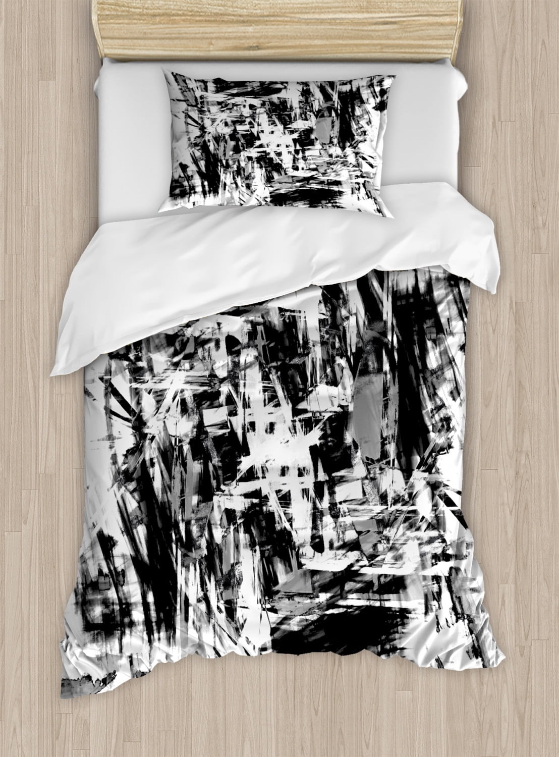 Black and White Duvet Cover Set Twin Queen King Sizes with Pillow Shams Bedding 