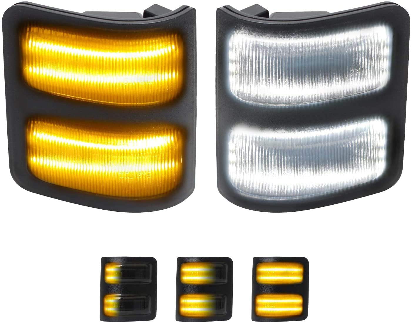Smoked Lens Switchback LED Side Mirror Marker Lamps Compatible with 2008-2016 Ford F250 F350 F450 Super Duty 