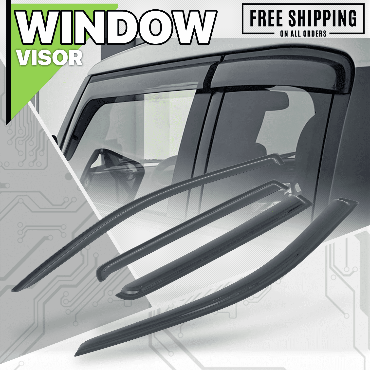 Magshion 4 Pieces Tape-On Window Visor Shade Vent Wind Rain Sun Deflector for 2007-2016 Jeep Compass