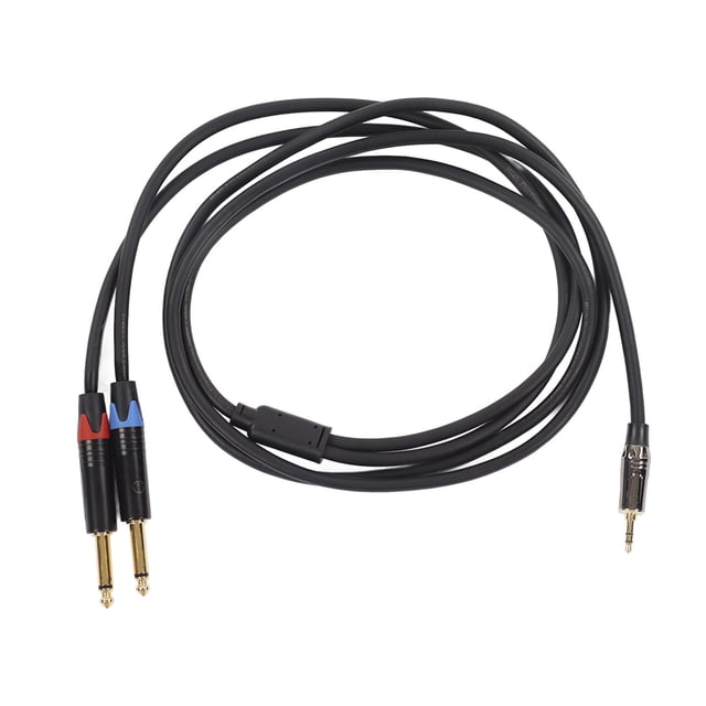 Cable Macho TS De 3,5mm Y 1/8 Pulgadas A Dual De 6,35mm Y 1/4 Pulgadas, Adaptador De Cable Estéreo De PVC Para Evitar La Oxidación, Conductor OFC Para Amplificador Fugacal 2 m / 6,6 pies