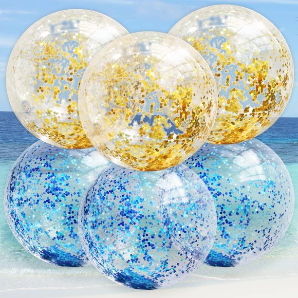 6 Pieces Inflatable Beach Ball Swimming Pool Balls 16 Inches Bouncy