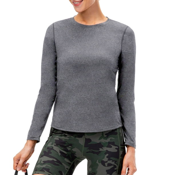 Camiseta de entrenamiento para mujer Camiseta elástica de secado rápido con empalme de malla de manga larga