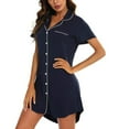 thumbnail image 2 of Pxiakgy pajamas for women Pajamas for Women Dress Button Up Shorts Sleeve Nightwear Spring Summer Sleepwear Simple at Home Pajamas womens nightgowns Navy + M, 2 of 4