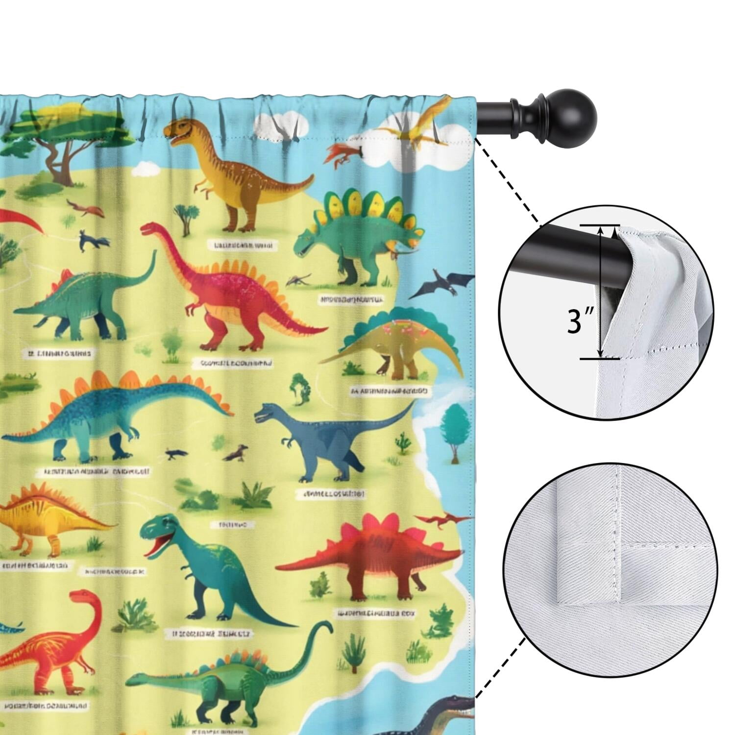 Blackout Kids Curtains,Cute Dinosaur Pattern Childrens Insulated Curtains Set Of 2,Bedroom Essentials,Toddler Room Decor 42x54in(106x137cm)