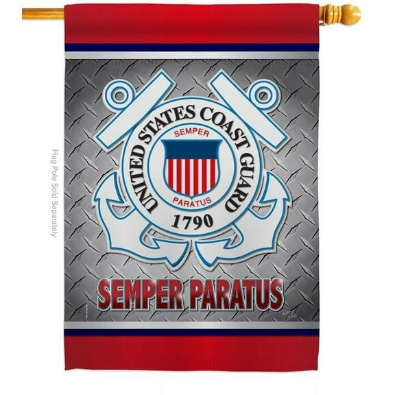 Breeze Decor H108419-BO Semper Paratus US Coast Guard House Flag Armed Forces 28 x 40 in. Double-Sided Decorative Vertical Flags for Decoration Banner Garden Yard Gift
