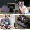 thumbnail image 3 of for Samsung Galaxy S21 FE Premium PU Leather Back Case, Multiple Card Slots Design, Double Magnetic Clasp Study Kickstand RFID Blocking Classic Phone Cover for Samsung Galaxy S21 FE, Purple, 3 of 9