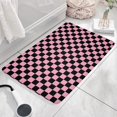 thumbnail image 3 of Black and Pink Checkerboard Flannel Non Slip Door Rugs,Washable Door Mats Indoor,Decorative Door Mats,Dirt-Resistant and Absorbent Doormat for Entrance,Bedroom,Kitchen,Bathroom,31.5"x17", 3 of 4