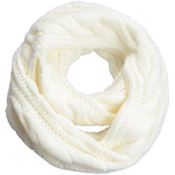 Women's Knit Infinity Scarf Soft Warm Wrap Twist Cream White