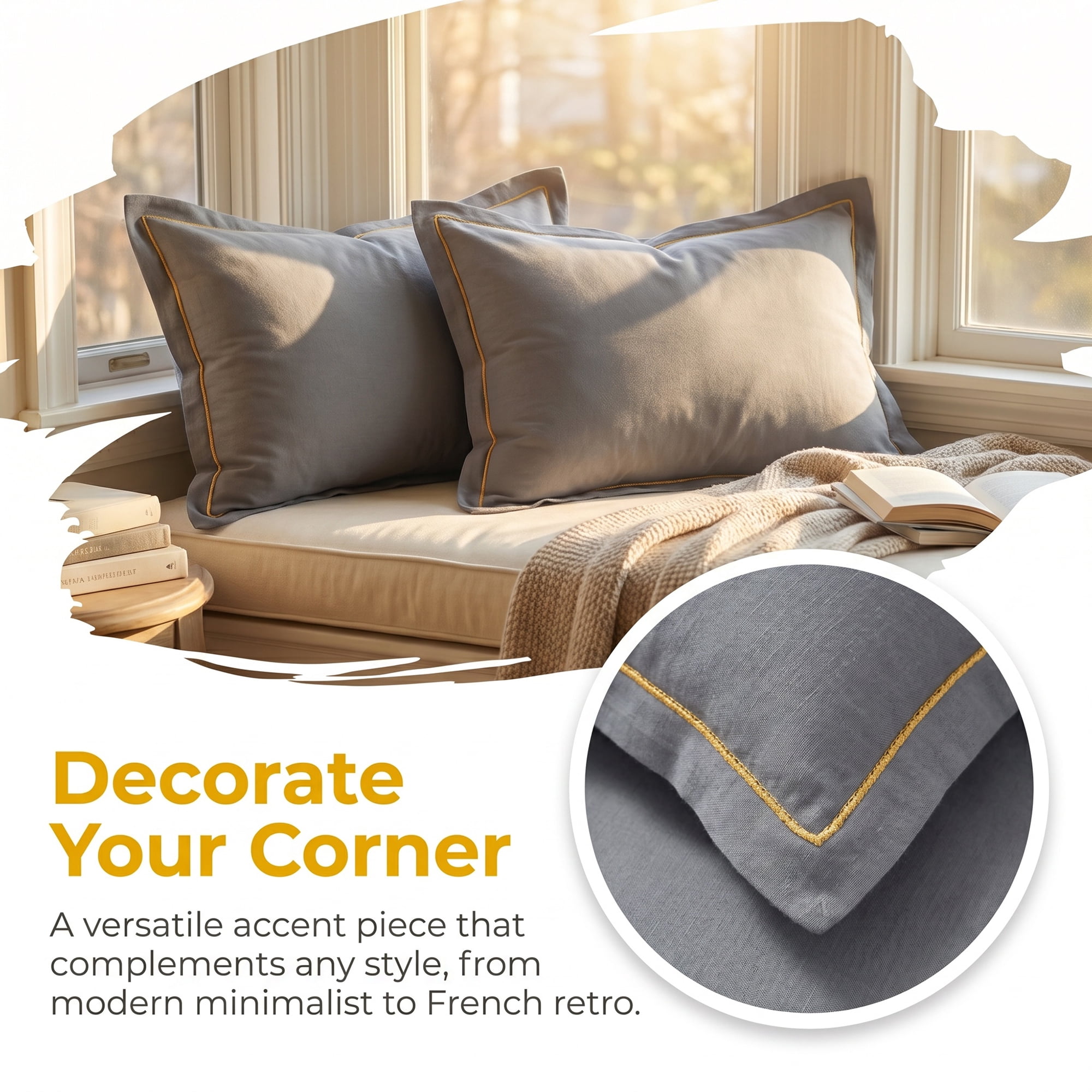 Unique Bargains 2Pcs Smooth Wrinkle Resistant Cotton Pillowcase Queen Dark Gray