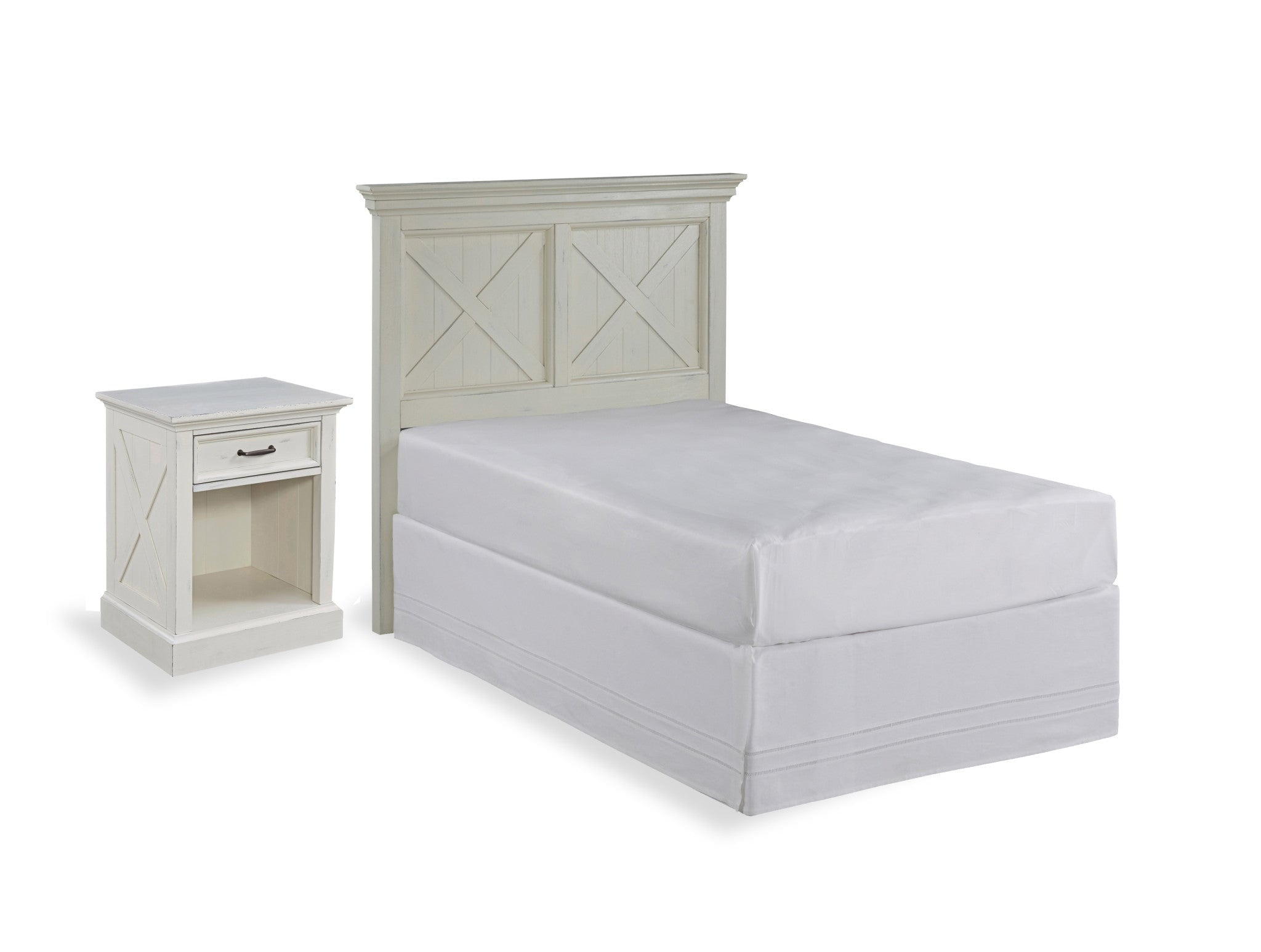 Seaside Lodge OffWhite Twin Headboard and Nightstand