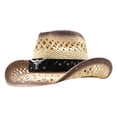 thumbnail image 4 of Summer Hats for Women , Beach Hats , Beach Vacation Men's and Women's Summer Straw Hat Hand Woven Hollow Design Western Cowboy Sun Hat for Outdoor, 4 of 4