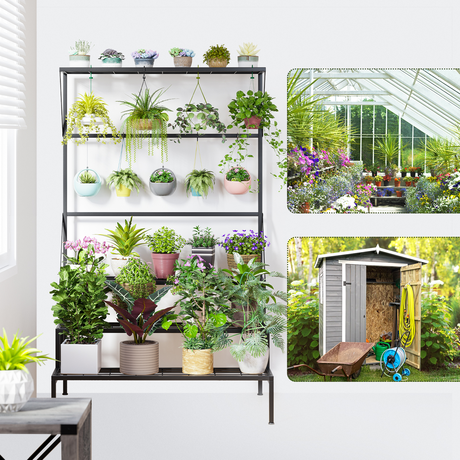 4 Tier Metal Plant Stand for Indoor Outdoor,Hanging Plant Stand Shelf