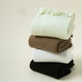 thumbnail image 5 of 5 Pairs Womens Casual Ruffle Trim Ribbed Knitted Dress Socks Soft Breathable Stretchy Frilly Ankle Socks for Daily Use, 5 of 8