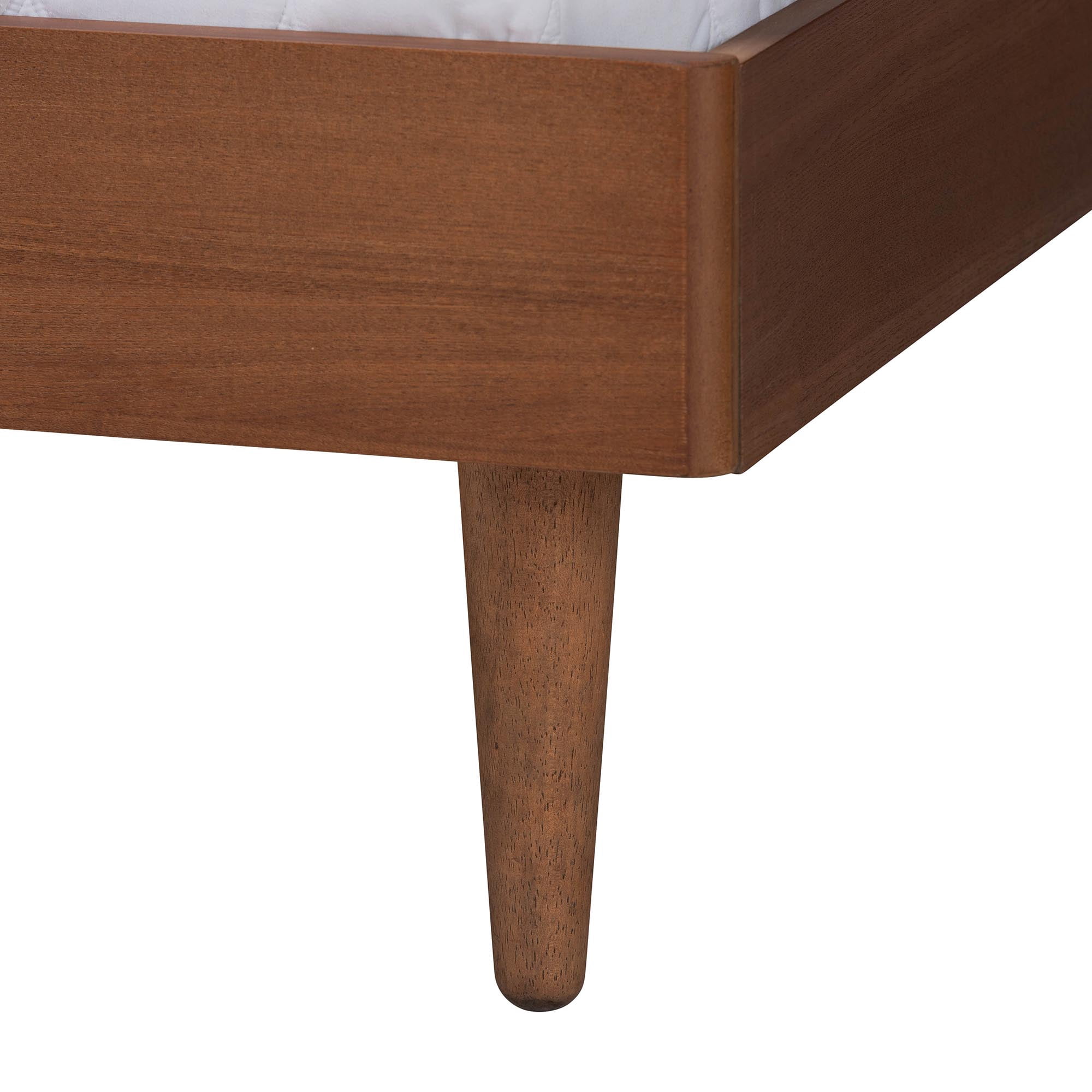 Baxton Studio Macaria Mid-Century Platform Bed, King, Walnut Brown