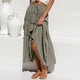 thumbnail image 5 of Womens Tiered Midi Skirt Bohemian High Waist Drawstring Ruffle Pleated A-Line Flowy Casual Summer Beach Long Skirt, 5 of 8