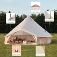 thumbnail image 4 of Yoleny Camping Bell Tent, All Season Waterproof Canvas Tent , 3 m/9.8ft Yurt Tent with Stove Jack for 3-4 Person, 4 of 10